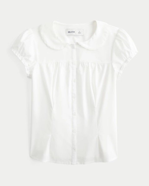 Stretch Poplin Button-Through Shirt