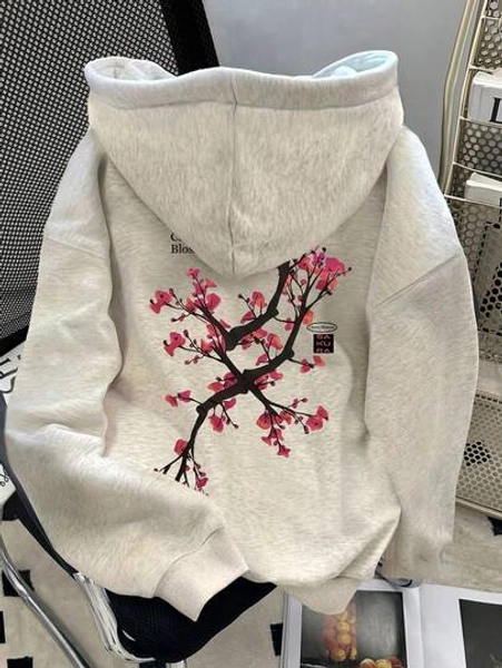 SHEIN Women's Floral Print Casual Dropped Shoulder Hoodie Sweatshirt, Christmas