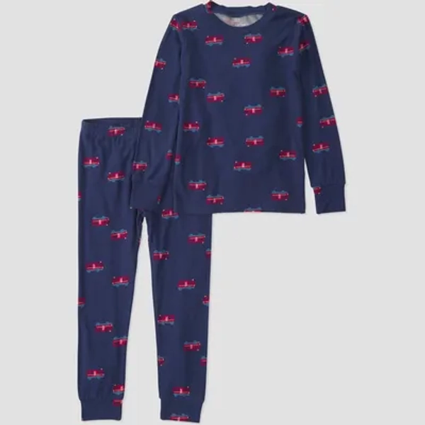 Carter's Just One You® Baby Boys' 2pc Comfy Soft Firetrucks Pajama Set - Navy Blue 12M