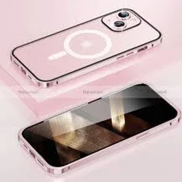 Luxury Metal Frame and Plastic Back Cover Case for Apple iPhone 15 Plus