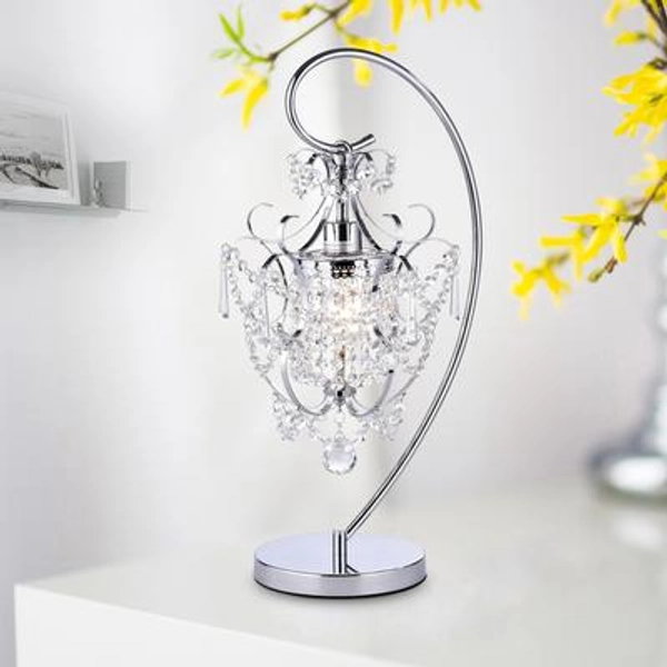 Warehouse of Tiffany Unnie 1-light Crystal 24-inch Chrome Table Lamp