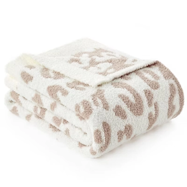 Snuggle Sac Leopard Throw Blanket Knitted Blanket Cozy Warm Blankets for Couch