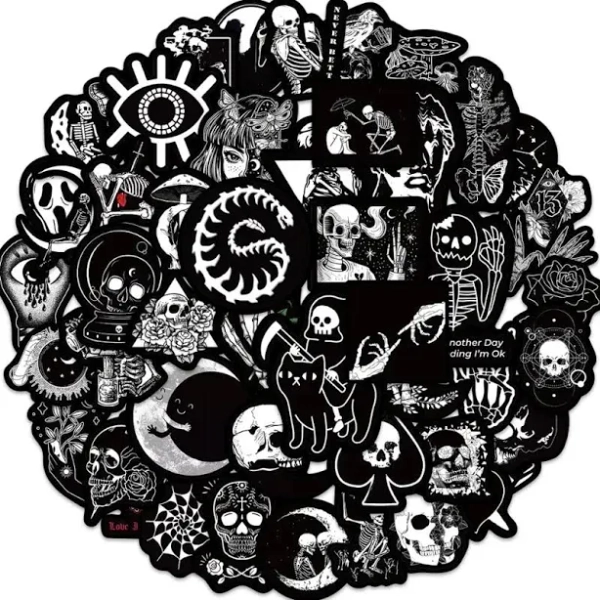 50pcs Dark Gothic Horror Black Waterproof Stickers For Skateboard Laptop Phone Cellphone Helmet Wall Decals kpopanimelan