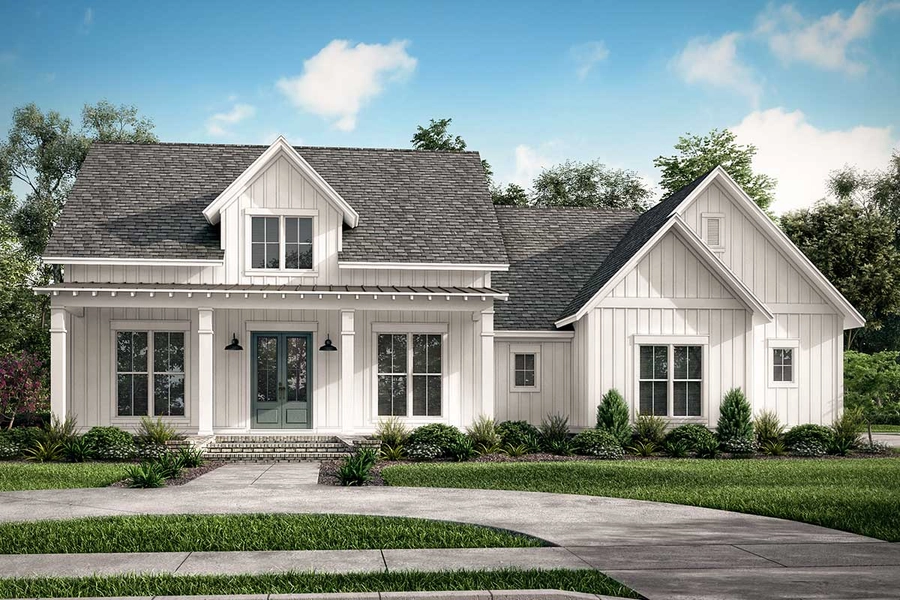 Plan 51804HZ: Modern Farmhouse Plan with 10-Foot-Deep Rear Porch and a Bonus Room - 2112 Sq Ft