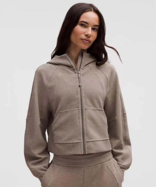 Scuba Oversized Full-Zip Hoodie *Waffle - Brown- xs