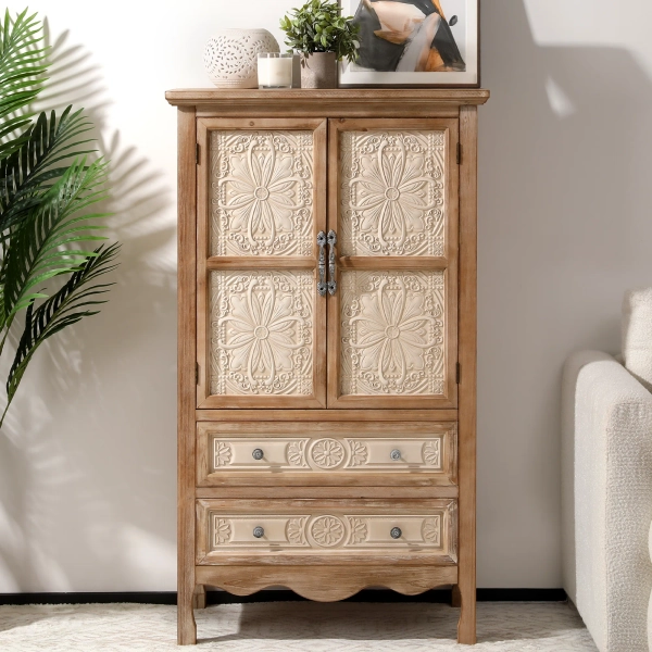 Irim Detailed Carvings 2-Drawer Accent Cabinet