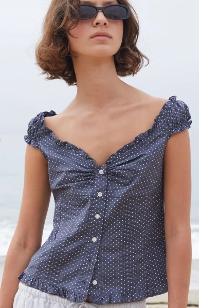 Blue Polka Dot Elena Top