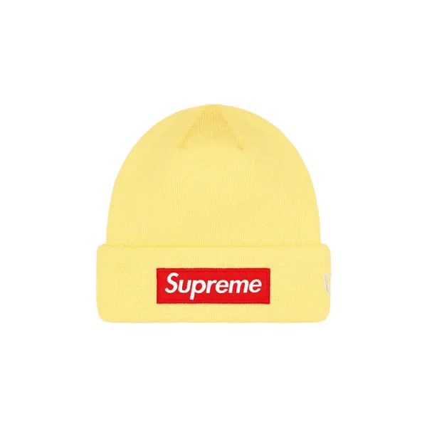 Buy Supreme x New Era Box Logo Beanie 'Pale Yellow' - FW22BN10 PALE YELLOW | GOAT