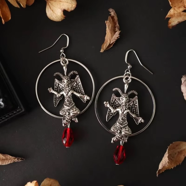 Satanism Sheep Head Crystal Hoop Earrings | Gothic Sheep Head Crystal Hoop Earrings | Gothic, Alternatives, Vintage, Witchy, - AliExpress 