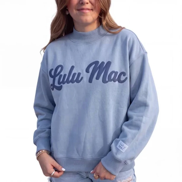 LULU MAC SWEATSHIRT - SCRIPT - BLUE/BLUE L
