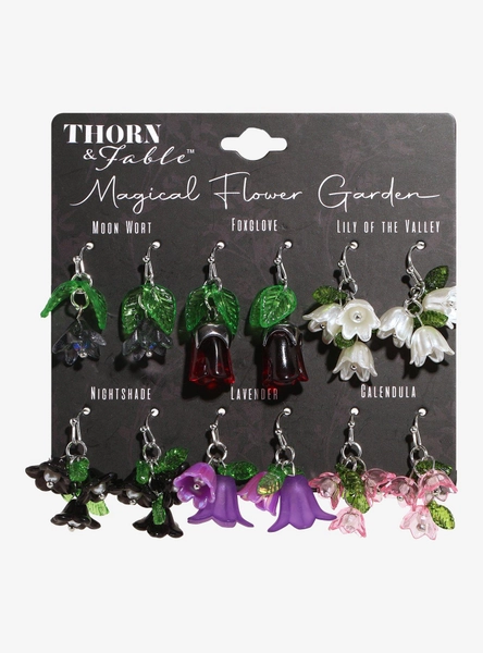 Thorn & Fable Magical Flower Garden Drop Earrings Set