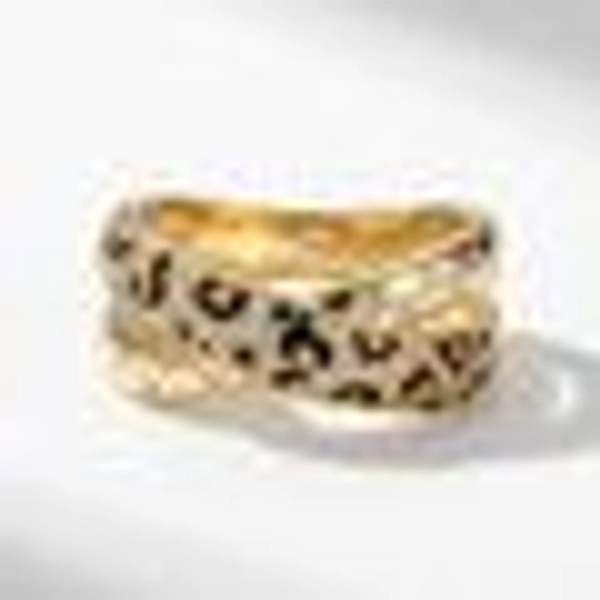 Sotiya Cross Leopard Print Black Enamel Ring Sterling Silver