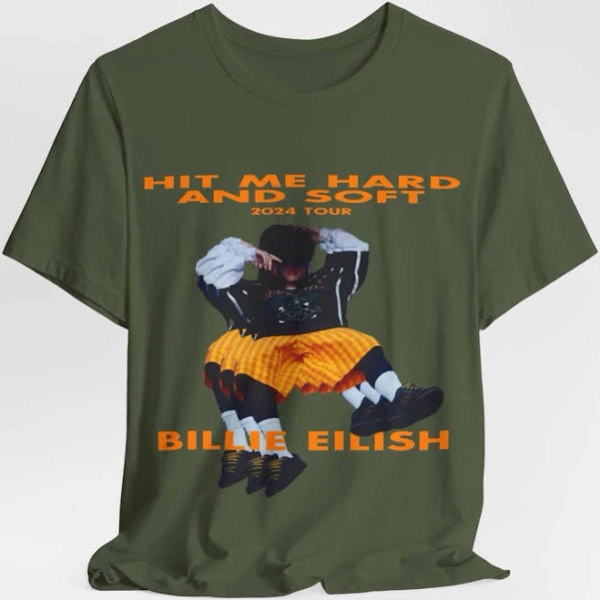 Billie Eilish Hit Me Hard and Soft 2024 Tour Double Sided Jersey Short Sleeve Tee
