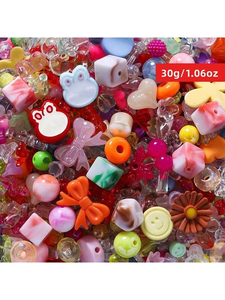 Yiwu Qiyou Accessories Co., LTD 30g/1.06oz 1-3cm Random Mixed Acrylic Beads, Suitable For Making Women's Bracelets, Necklaces And Phone Chains