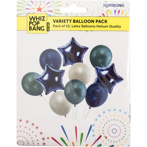 Whiz Pop Bang Variety Balloons Assorted 10 pack