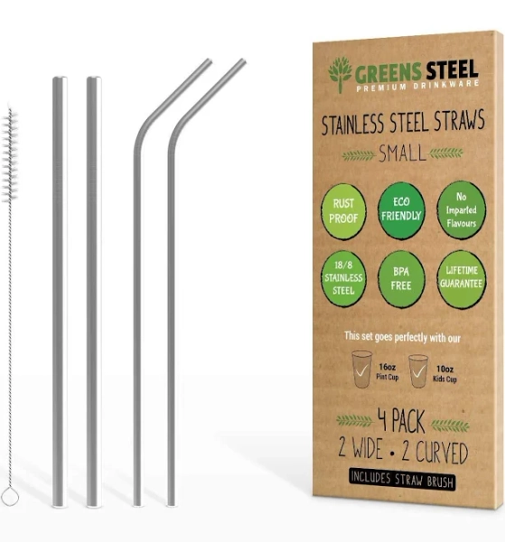 Greens Steel Eco-Friendly Reusable Stainless Steel Straws
