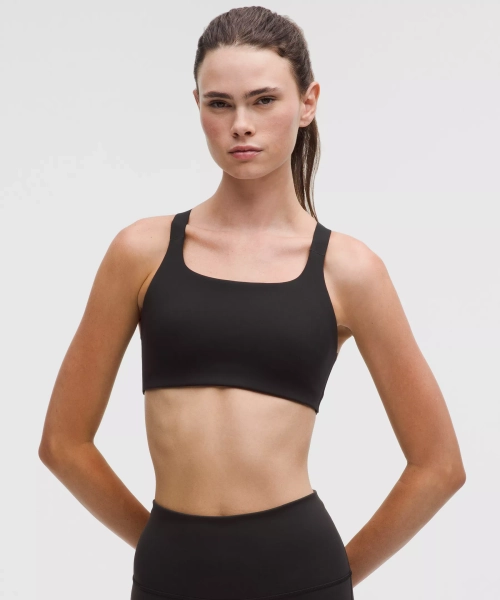Ultralu Square-Neck Workout Bra *Medium Support, B/C Cup - Black - 12