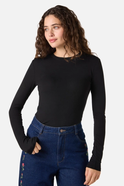 Classic Luxe Long Sleeve Top - 4 / Black