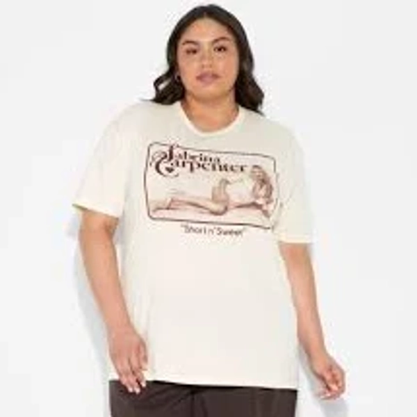 Women's Sabrina Carpenter Short n Sweet Short Sleeve Graphic T-Shirt - Off-White
