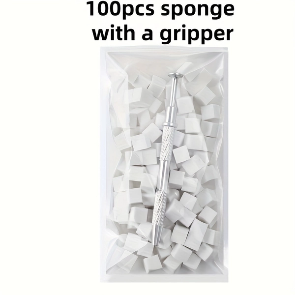 100pcs Stainless Steel Nail Art Tools - Non-Slip Professional Blush & Gel Polish Sponges with Metal Clips, Ideal for Nail Art, Gel Nail Polish, and Mirror Flour, Nail Art Supplies, Durable Nail Tools, Nail Art Kit