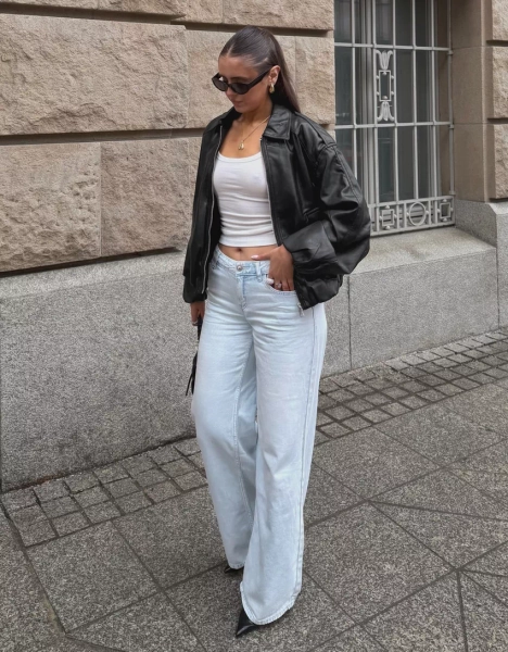 Balloon faux leather jacket