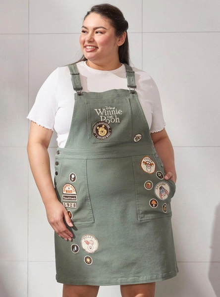 Disney Winnie the Pooh Badges Women's Plus Size Overall Dress — BoxLunch Exclusive