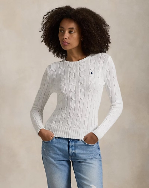 Maglia a girocollo in cotone a trecce