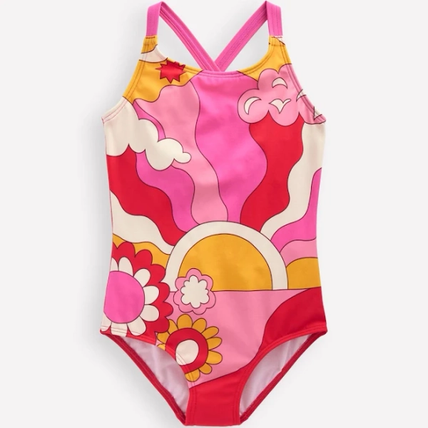 Boden Girls Cross-Back Printed Swimsuit