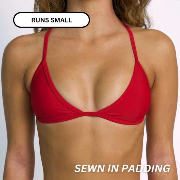 LILY Scarlet Red Minimal Triangle Top - XS