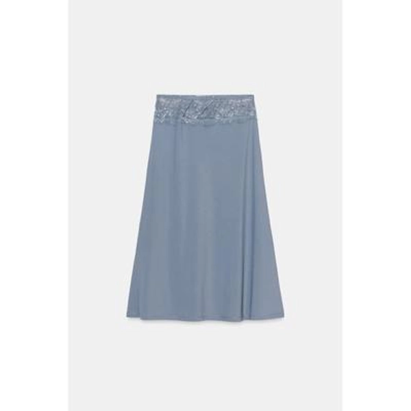 Zara - Contrasting Lace Skirt - Pastel Blue - L - Woman