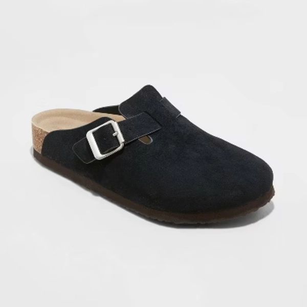 Women's Betsy Clog Mule Flats - Universal Thread™ Black 9.5: Slip-On Round Toe, Textured Outsole