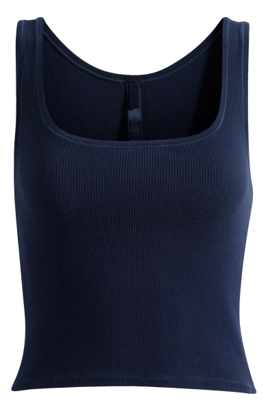 Crop Stretch Cotton Rib Tank