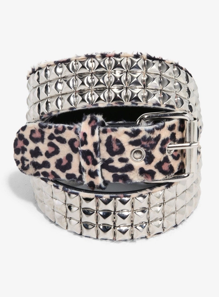 Leopard Three Row Pyramid Stud Belt