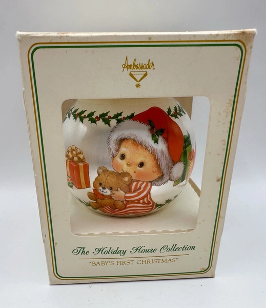 Hallmark Ambassador Baby's First Christmas Satin Ball Ornament 1980