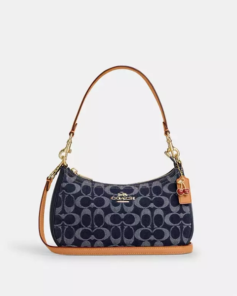 Gold/Den Gold/Natural Teri Shoulder Bag In Signature Denim
