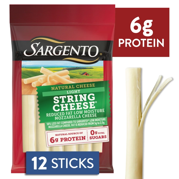 Sargento® Reduced Fat Low Moisture Part-Skim Mozzarella Light String Cheese, 12-Count - Walmart.com