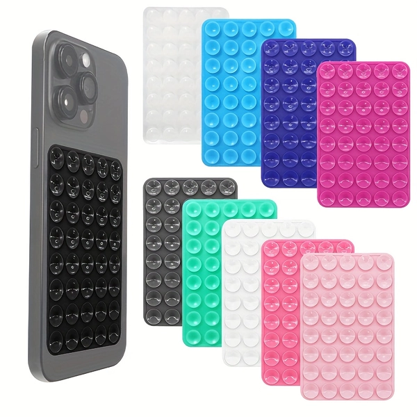 New 1pc/2pcs Silicone Back Sticker, Square Phone Back Sticker, Non-Drop Suction Cup Sticker, Anti-Slip Phone Case, Portable and Removable