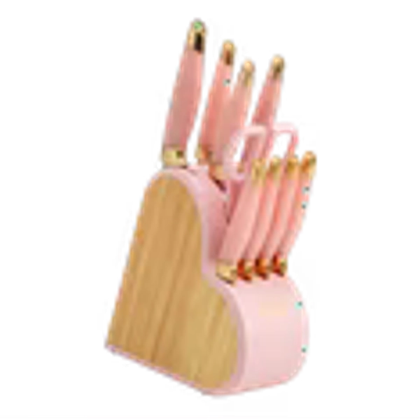 Paris Hilton 10-Piece Stainless Steel Kitchen Knife Set with Heart-Shaped Block, Pink