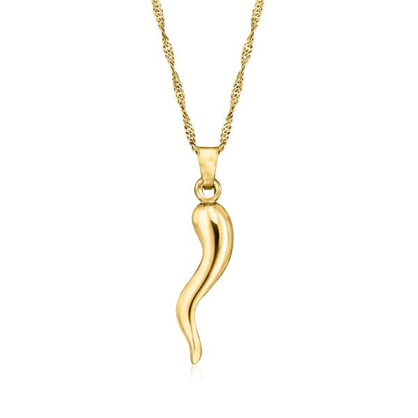 18kt Gold Over Sterling Italian Horn Pendant Necklace