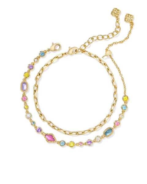 Mini Elisa and Abbie Gold Set of 2 Delicate Chain Bracelets