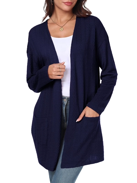 Gleelist Women's Casual Knit Open Front Cardigan Lightweight Long Sleeve with Pockets