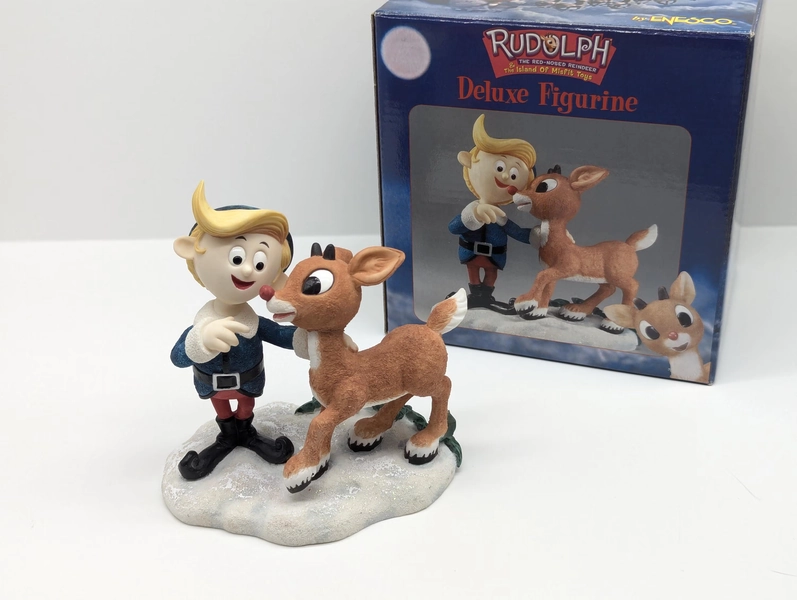 ENESCO Rudolph The Red Nosed Reindeer Deluxe Figurine #872210 with Box Vintage