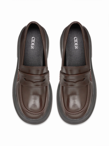 ROUND TOE CHUNKY HEELED LOAFERS