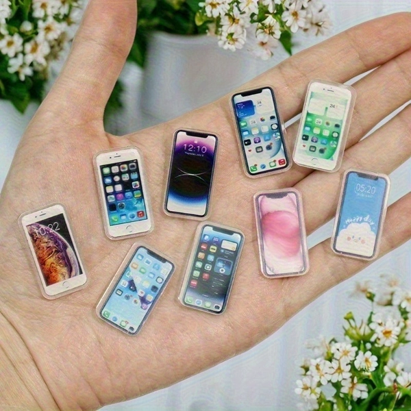 [Miniature Phone Models] 1:12 Scale Miniature Dollhouse Decor - Dual-Sided HD Printed Acrylic Miniature Phone Models, Collectible Dollhouse Ornament with Multi-Color Options, Perfect Gift for Doll Enthusiasts (Dollhouse Accessories)
