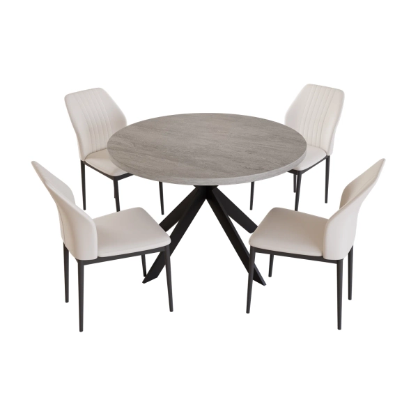 Latitude Run® Cappelletti 46'' Round Dining Table Set, Modern Kitchen Table Set with Chairs, Steel Legs & Reviews | Wayfair