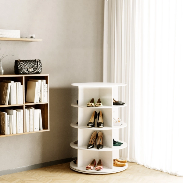 Rotating Shoe Rack Tower, 360° Spinning Shoe Display Carousel, Vertical Shoe and Handbag Organizer, Lazy Susan Closet Storage | Wayfair