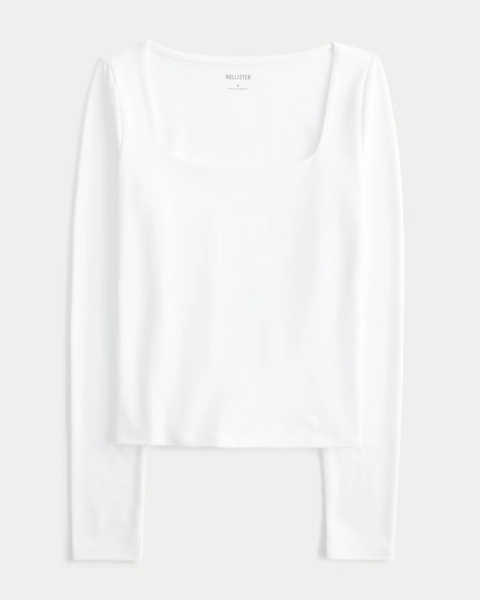 Soft Stretch Seamless Fabric Square-Neck Top