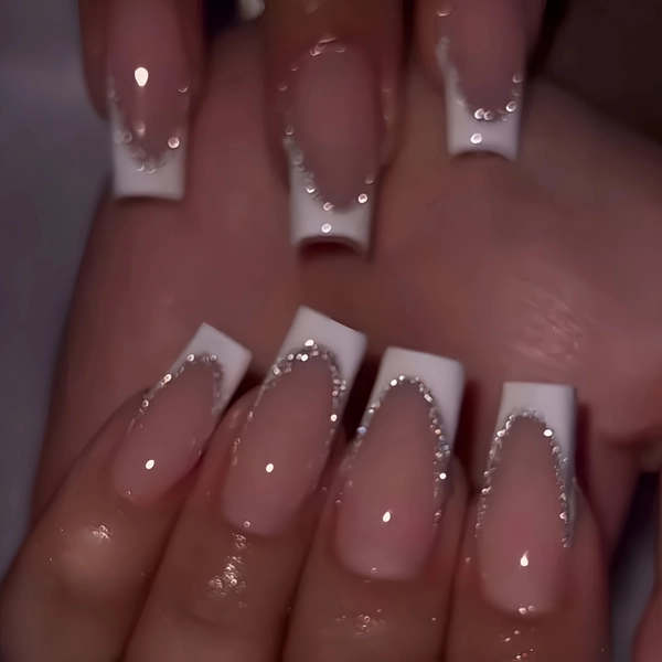 24pcs Elegant White French Tip Press-On Nails Kit – Includes Jelly Glue & Nail File | Minimalist Acrylic Fake Nails for Brides, Professionals & Trendy Styles | Reusable Salon-Grade Nails for Weddings, Dates, Office & Special Events, Nail Art Supplies, Wedding Nail Decor, Geometric Pattern Nails, Glossy Finish Nails, Highquality Pressons, Nail Accessories, Bridal Manicure, Professional Manicure, Durable Pressons, Beauty Lovers