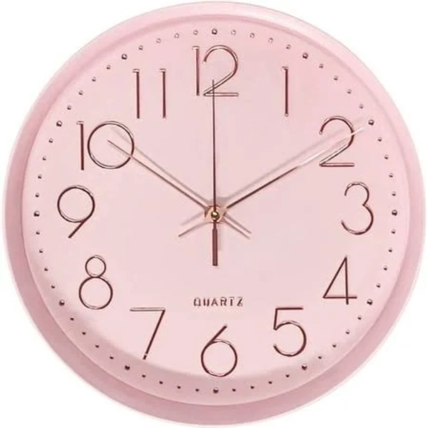 Pink Silent Non-Ticking 12in Analog Wall Clock