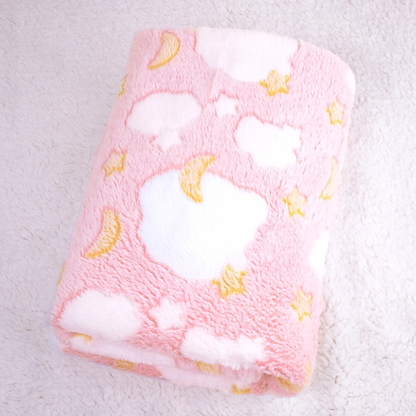 [Cozy Baby Blanket] Cozy & Warm 1pc Soft Flannel Baby Blanket, Pink Cartoon Pattern, Polyester Knit Fabric | Portable Baby Bedding, Infant Love Heart Design, Lightweight & Machine Washable, Perfect for Nursery Decor